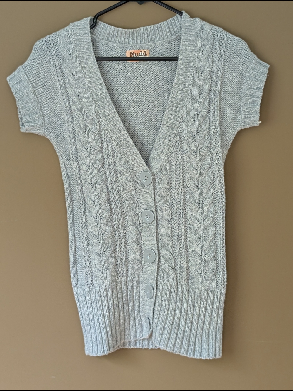 Mudd Short Sleeve Cable Knit Button-Front Cardigan